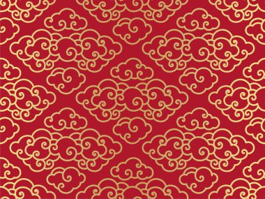 Çin bulutlar geleneksel dikişsiz desen vektör.