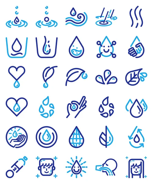 Conjunto de vectores de agua potable icono . — Archivo Imágenes Vectoriales