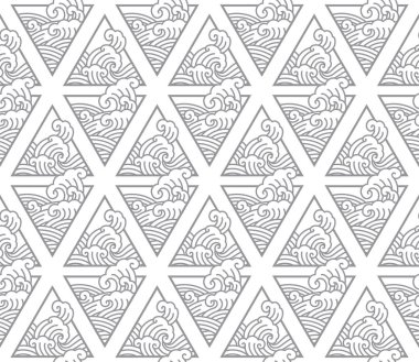 Oriental Japonya dalga çizgisi sanat dikişsiz arka plan vektörü