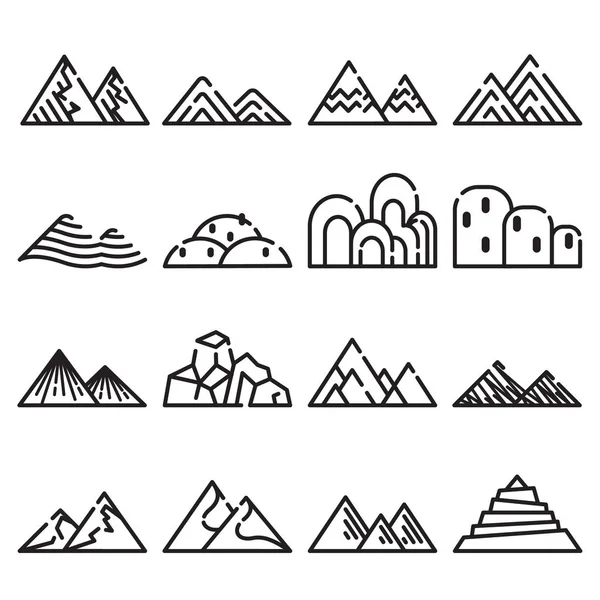 Montaña icono vector conjunto sobre fondo blanco — Archivo Imágenes Vectoriales