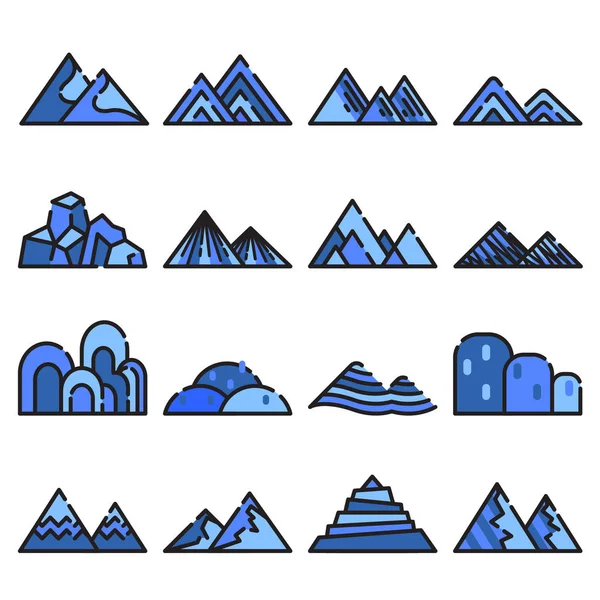 Montaña icono vector conjunto sobre fondo blanco — Archivo Imágenes Vectoriales