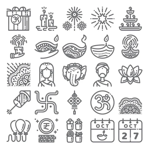 Conjunto de iconos Diwali — Archivo Imágenes Vectoriales