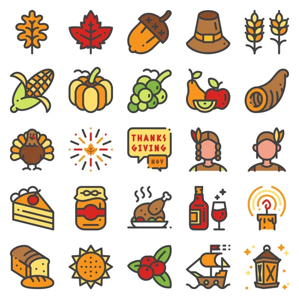 Set de iconos del Día de Acción de Gracias — Archivo Imágenes Vectoriales