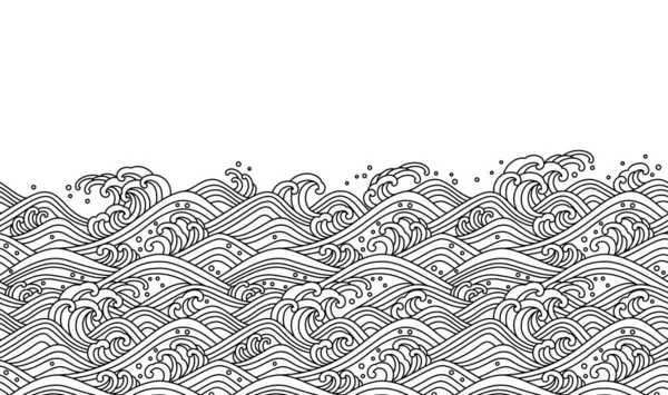 Onde Orientale Fond Sans Couture Illustration Vectorielle Art Linéaire — Image vectorielle