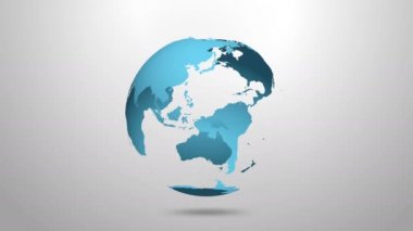 Animasyon mavi gezegenin dünya gri bir arka plan üzerinde döngüsel dönme. Kompozisyon için bir alfa kanalı vardır. 3D animasyon