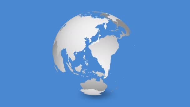 Animación Bucle Esfera Blanca Tierra Sobre Fondo Azul Con Canal — Vídeos de Stock