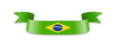 Dalga şerit şeklinde Brezilya bayrağı. Vektör çizim.