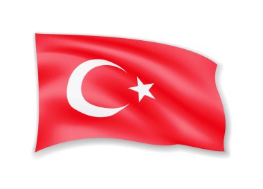 Türkiye'nin bayrak beyaz sallayarak. Rüzgar Amerikan bayrağı. Vektör çizim.