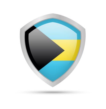 Bahamalar ile bayrak beyaz arka plan üzerinde kalkan. Vektör çizim.