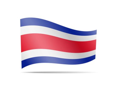 Kosta Rika bayrak rüzgarda sallayarak. Beyaz arka plan üzerinde bayrak.