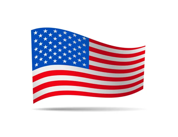 Mává Usa Vlajka Větru Vlajka Bílém Pozadí — Stockový vektor