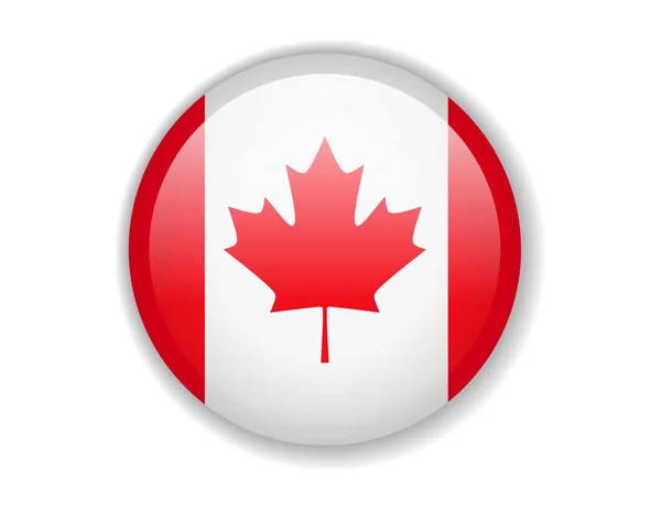 Vlag Van Canada Ronde Heldere Pictogram Vectorillustratie — Stockvector