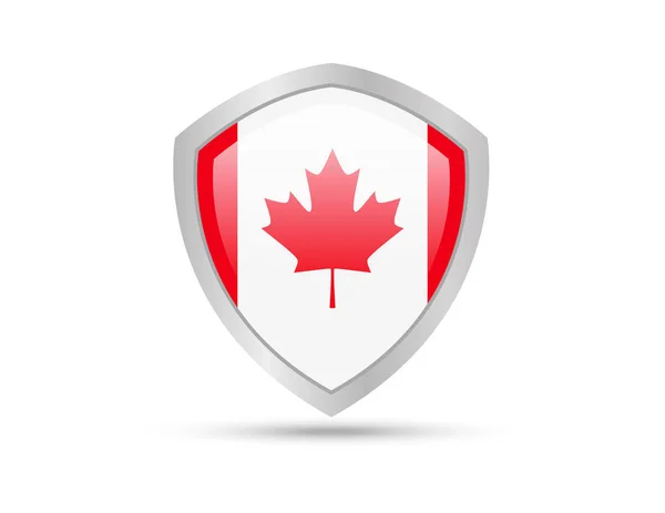 Metalen Schild Met Canada Vlag Witte Achtergrond Vectorillustratie — Stockvector