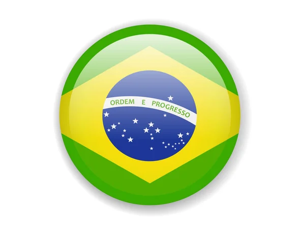 Brasilianische Flagge Rundes Helles Symbol Vektorillustration — Stockvektor