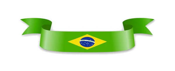 Прапор Бразилії Вигляді Хвилі Стрічки Векторні Ілюстрації — стоковий вектор