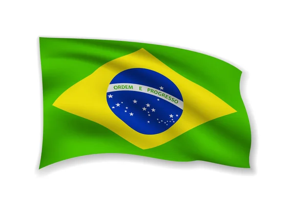 Schwenkt Die Brasilianische Flagge Auf Weiß Amerikanische Flagge Wind Vektorillustration — Stockvektor