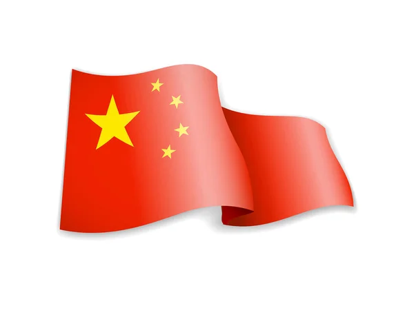 Ondeando Bandera China Viento Bandera Sobre Fondo Blanco — Vector de stock