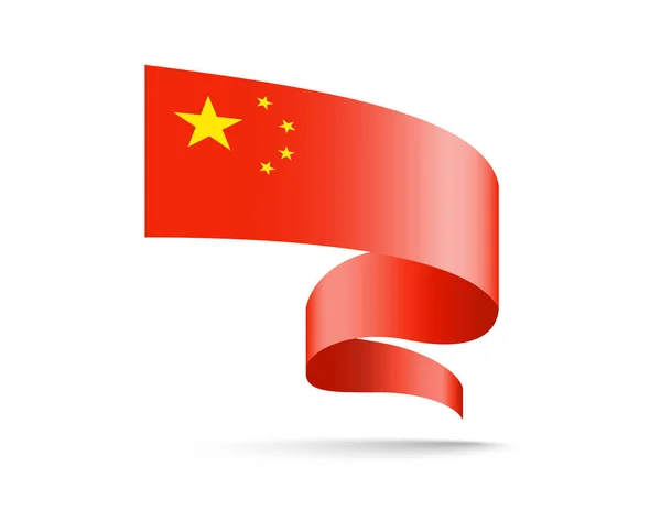 Flaga Chin Postaci Fali Wstążki Wektor Ilustracja Białym Tle — Wektor stockowy