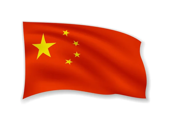 Macha Flagą Chiny Biały Flaga Wietrze — Wektor stockowy