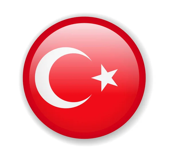 Bandera Turquía Icono Brillante Redondo Ilustración Vectorial — Archivo Imágenes Vectoriales