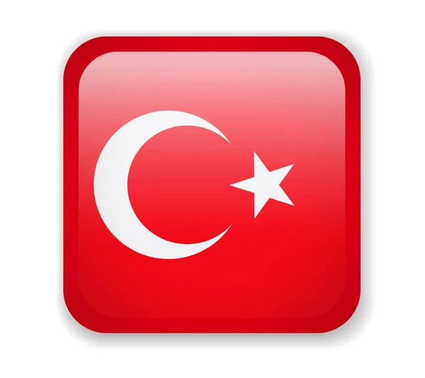 Bandera Turquía Icono Plaza Brillante Ilustración Vectorial — Archivo Imágenes Vectoriales