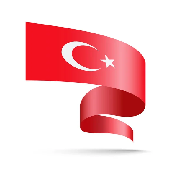 Bandera Turquía Forma Cinta Ondulatoria Ilustración Vectorial Sobre Fondo Blanco — Vector de stock