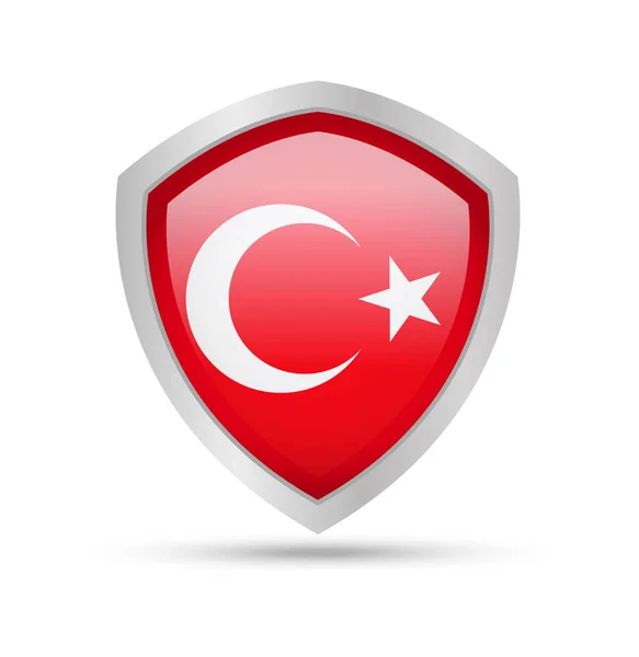 Metalen Schild Met Turkije Vlag Witte Achtergrond Vectorillustratie — Stockvector