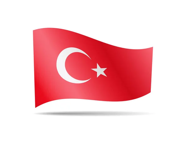 Türkiye Nin Bayrak Rüzgarda Sallayarak Beyaz Arka Plan Üzerinde Bayrak — Stok Vektör