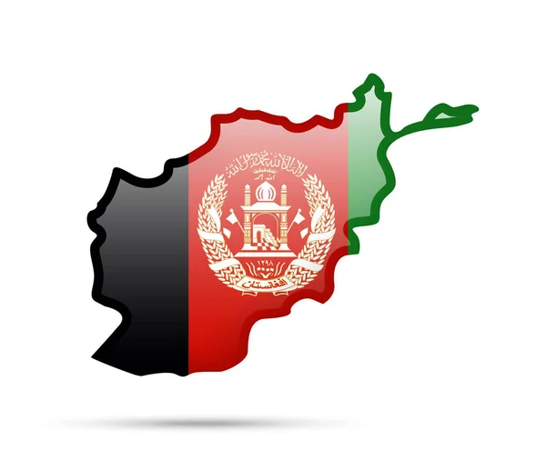 Flagge Afghanistans Und Umriss Des Landes Auf Weißem Hintergrund — Stockvektor