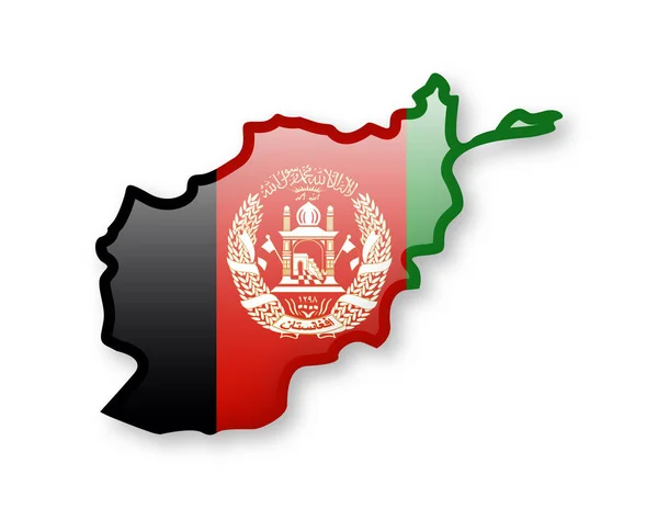 Флаг Афганистана Очертания Страны Белом Фоне — стоковый вектор
