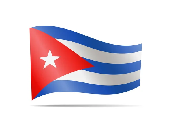 Brandissant le drapeau cubain dans le vent. Drapeau sur fond blanc . — Image vectorielle