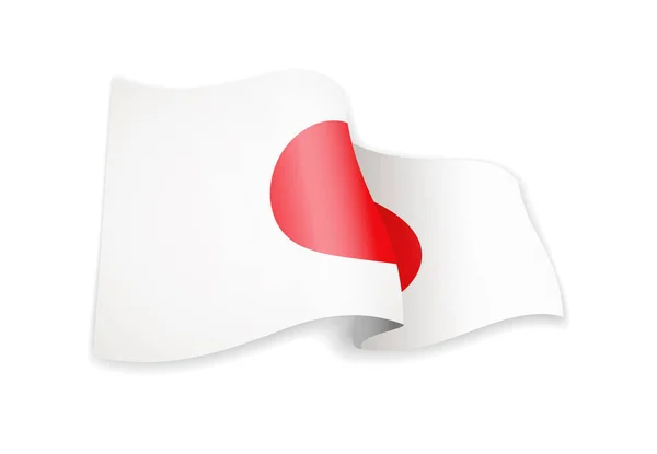 Acenando com a bandeira do Japão ao vento. Bandeira sobre fundo branco . —  Vetores de Stock