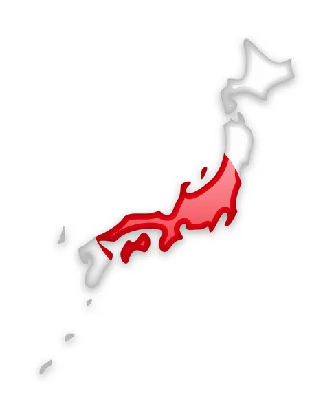Bandera de Japón y contorno del país . — Vector de stock