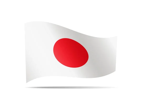 Ondeando la bandera de Japón en el viento . — Vector de stock