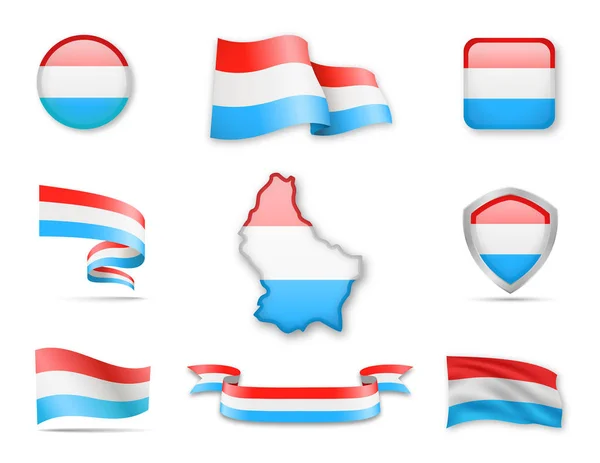 Colección Banderas de Luxemburgo . — Vector de stock