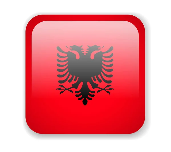 Albania Flag Bright Square Icon Vector Illustration — Stock Vector