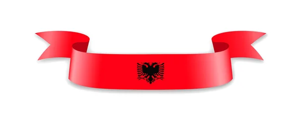 Albania Flag Form Wave Ribbon Vector Illustration — Stock Vector