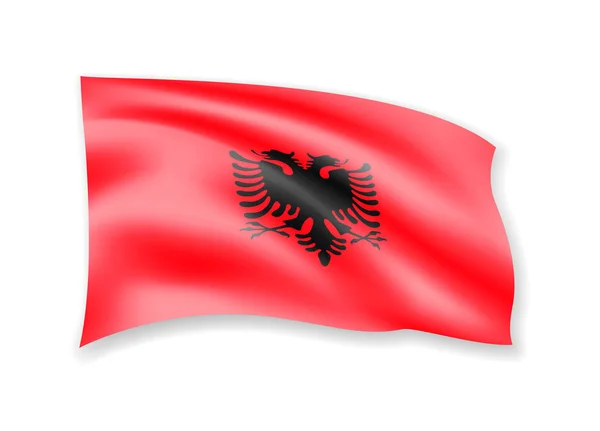 Κυματίζει Σημαία Αλβανίας Λευκό Αμερικανική Σημαία Στον Άνεμο Εικονογράφηση Διάνυσμα — Διανυσματικό Αρχείο