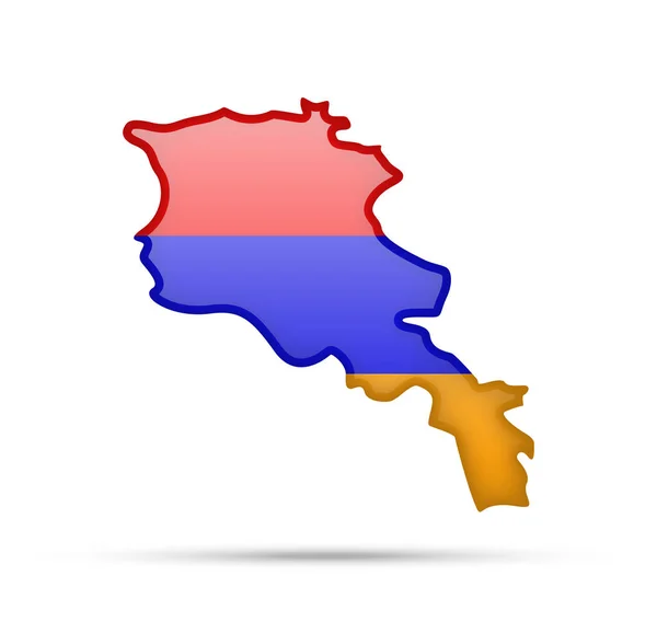 Bandera Armenia Contorno Del País Sobre Fondo Blanco — Vector de stock