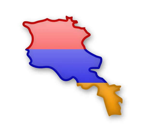 亚美尼亚旗子和国家的概述在白色背景 — 图库矢量图片