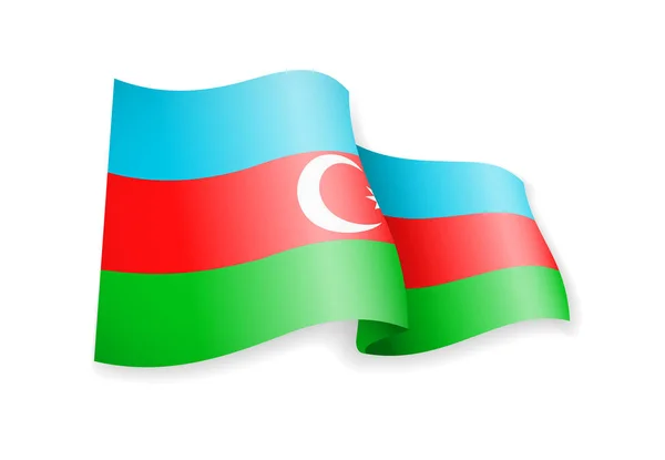 Ondeando Bandera Azerbaiyán Viento Bandera Sobre Fondo Blanco — Vector de stock