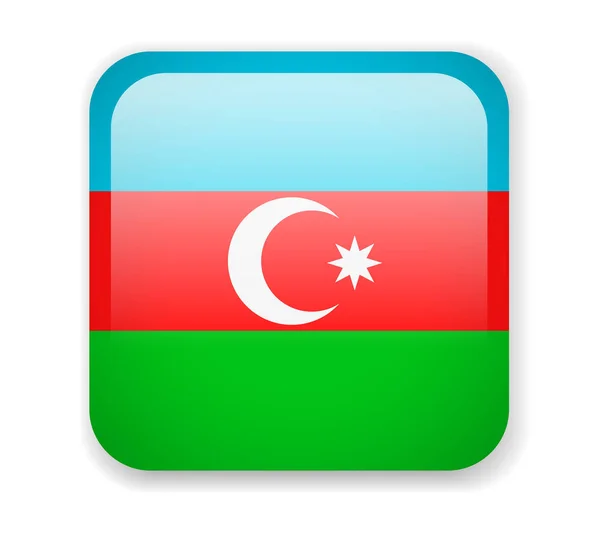 Azerbajdzjan Flagga Bright Square Ikon Vektorillustration — Stock vektor