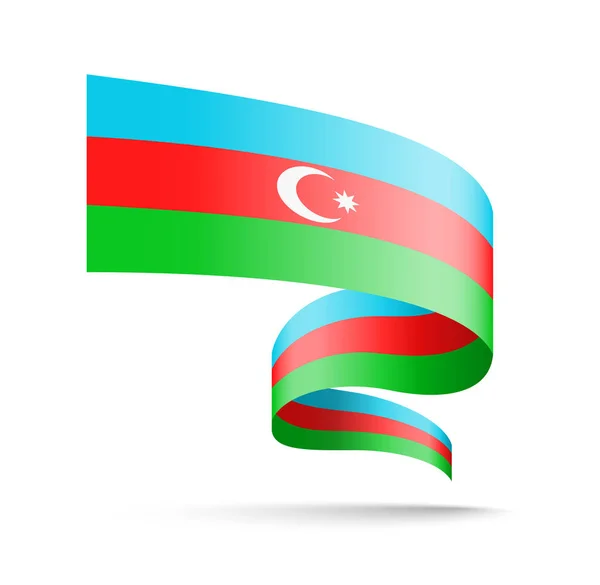 Flaga Azerbejdżanu Postaci Fali Wstążki Wektor Ilustracja Białym Tle — Wektor stockowy