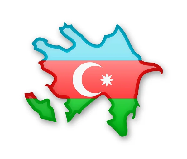 Flaga Azerbejdżanu Zarys Kraju Białym Tle — Wektor stockowy