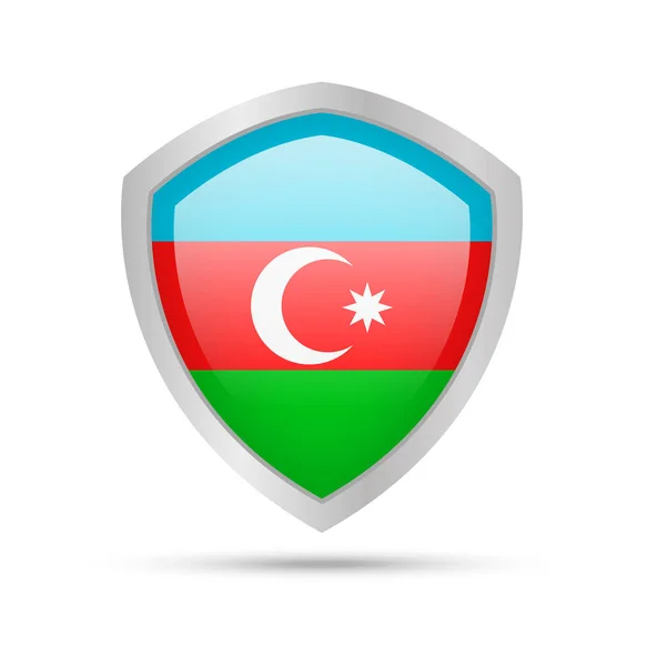 Щит Флагом Азербайджана Белом Фоне Векторная Иллюстрация — стоковый вектор