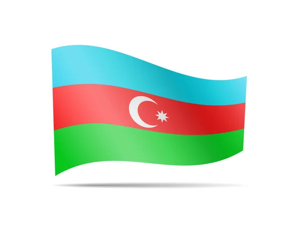 Azerbaijan Flagge Wind Schwenkend Flagge Auf Weißem Hintergrund — Stockvektor