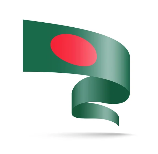 Bangladeş Bayrağı Dalga Şerit Şeklinde Beyaz Arka Plan Üzerinde Vektör — Stok Vektör