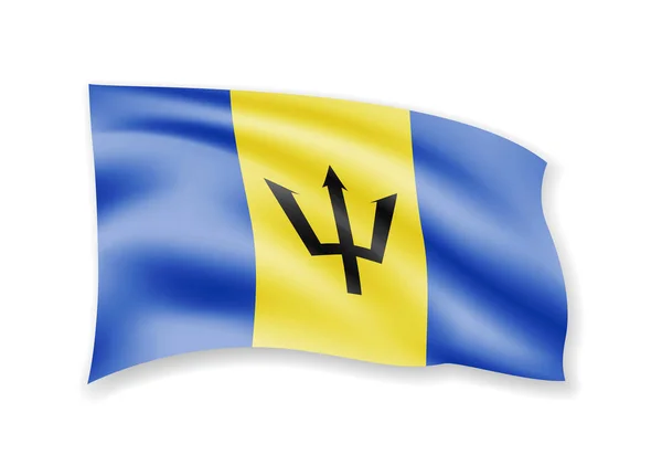 Barbados Bayrağı Beyaz Sallayarak Rüzgar Amerikan Bayrağı Vektör Çizim — Stok Vektör