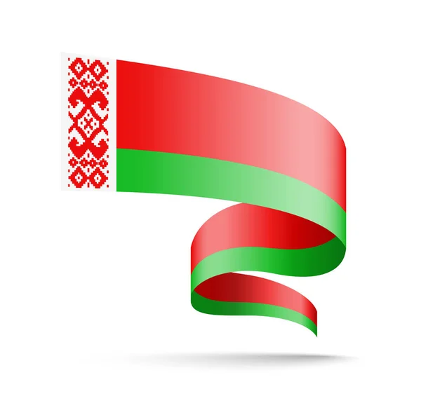 Belarus Flag Form Wave Ribbon Vector Illustration White Background — Stock Vector