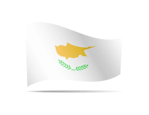 Sventolando Bandiera Cipriota Bandiera Sfondo Bianco — Vettoriale Stock